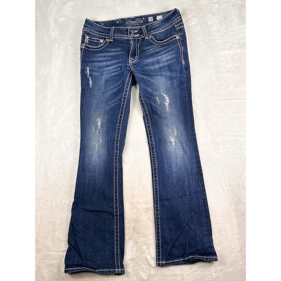 Miss Me Jeans Size 30 Slim Boot Bling Embroidered Distressed - Picture 2 of 9